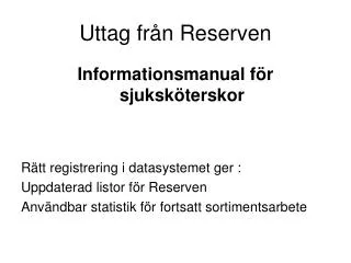 uttag fr n reserven