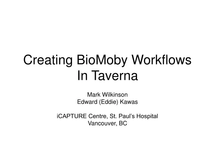 creating biomoby workflows in taverna