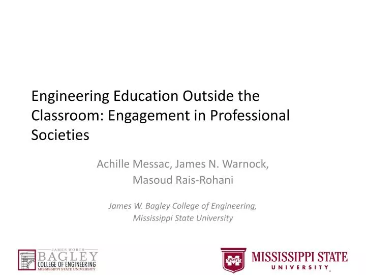 engineering education outside the classroom engagement in professional societies