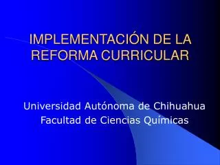 implementaci n de la reforma curricular