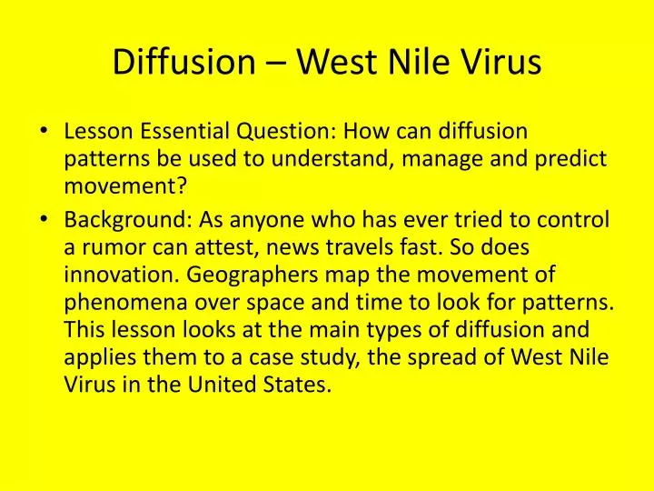 diffusion west nile virus