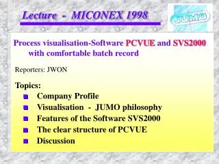 Lecture - MICONEX 1998