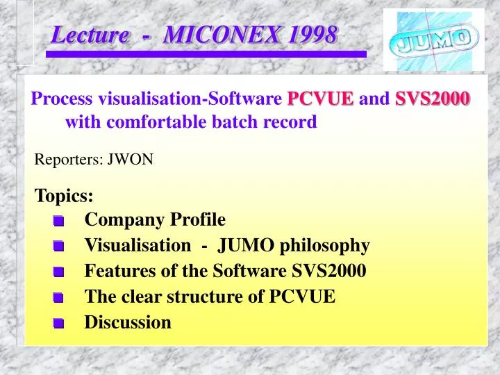 lecture miconex 1998