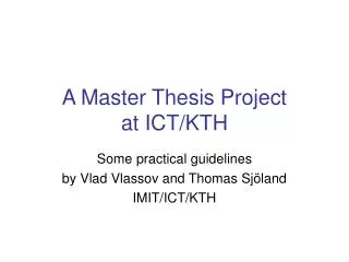 A Master Thesis Project at ICT/KTH