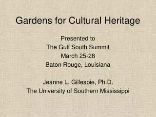 Gardens for Cultural Heritage
