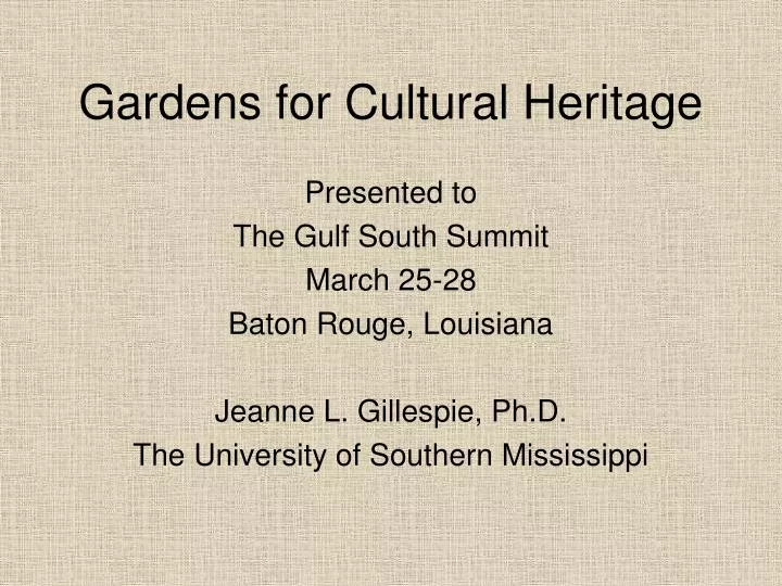 gardens for cultural heritage