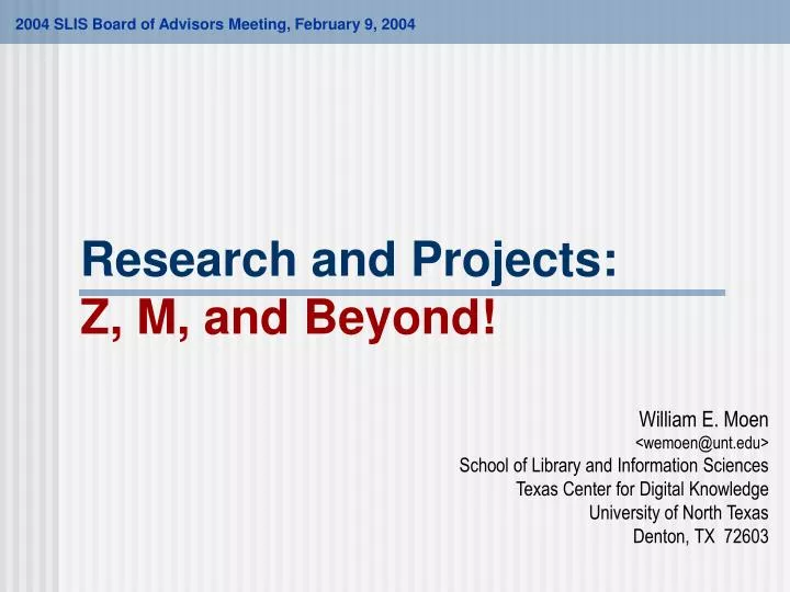 research and projects z m and beyond