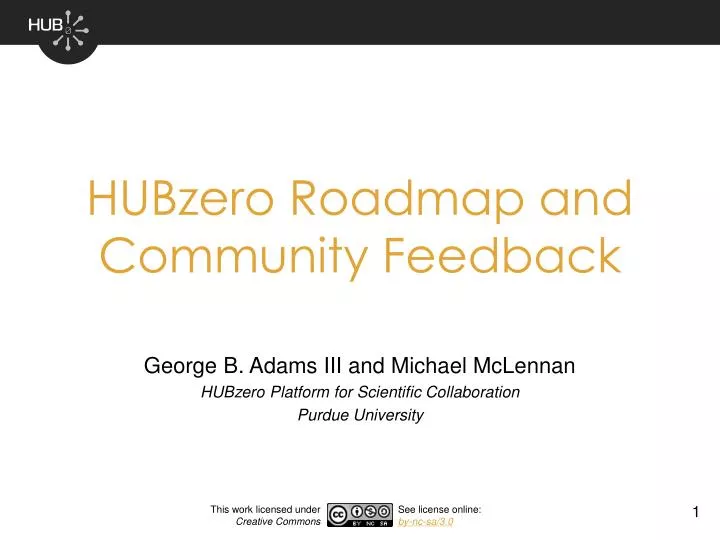 hubzero roadmap and community feedback