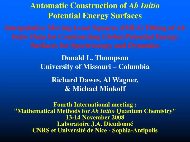 automatic construction of ab initio potential energy surfaces