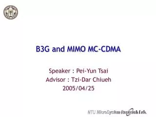 B3G and MIMO MC-CDMA