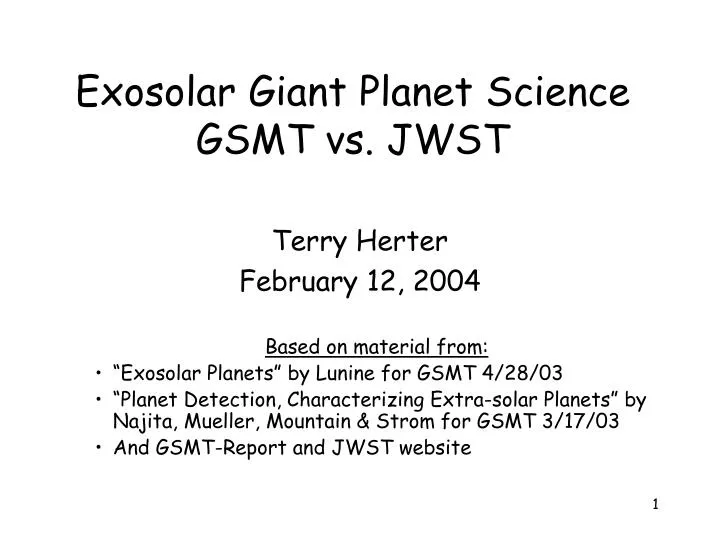exosolar giant planet science gsmt vs jwst