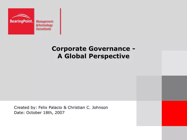 corporate governance a global perspective