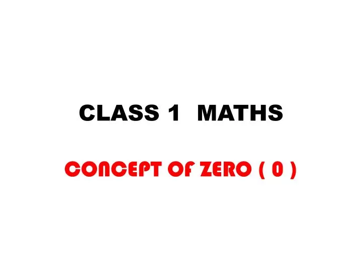 class 1 maths