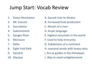 Jump Start: Vocab Review