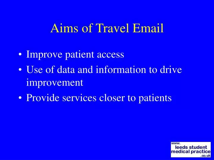 aims of travel email