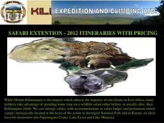 SAFARI EXTENTION - 2012 ITINERARIES WITH PRICING