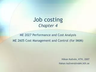 Job costing Chapter 4
