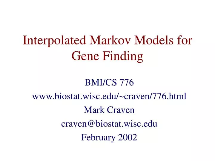 interpolated markov models for gene finding