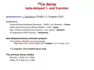 35 Ca decay beta-delayed 1- and 2-proton