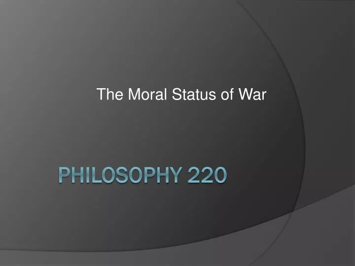 the moral status of war