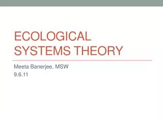 Ecological Systems Theory