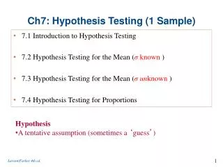Ch7: Hypothesis Testing (1 Sample)