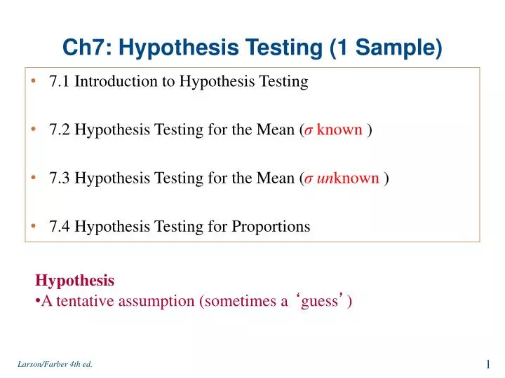 ch7 hypothesis testing 1 sample