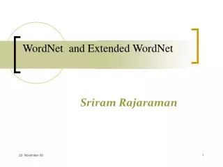 WordNet and Extended WordNet
