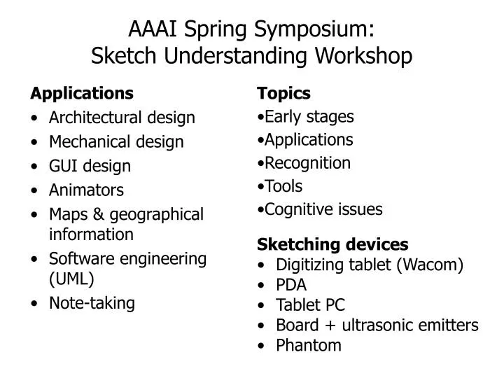 PPT AAAI Spring Symposium Sketch Understanding PowerPoint