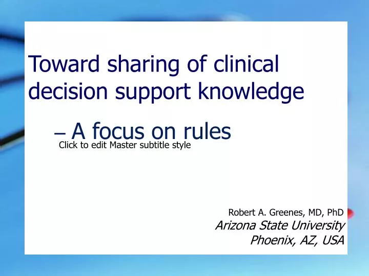 toward sharing of clinical decision support knowledge