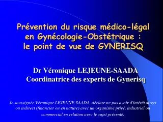 pr vention du risque m dico l gal en gyn cologie obst trique le point de vue de gynerisq