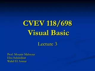 CVEV 118/698 Visual Basic