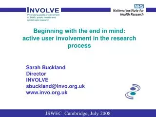 Beginning with the end in mind: active user involvement in the research process