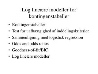 log line re modeller for kontingenstabeller