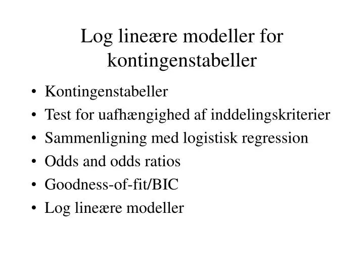 log line re modeller for kontingenstabeller