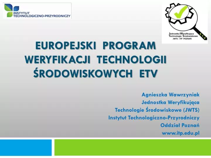 europejski program weryfikacji technologii rodowiskowych etv