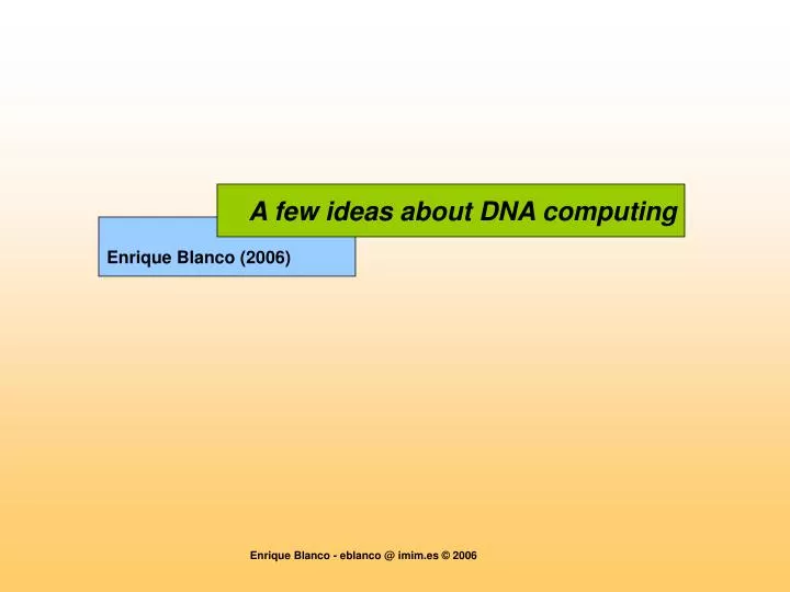 a few ideas about dna computing