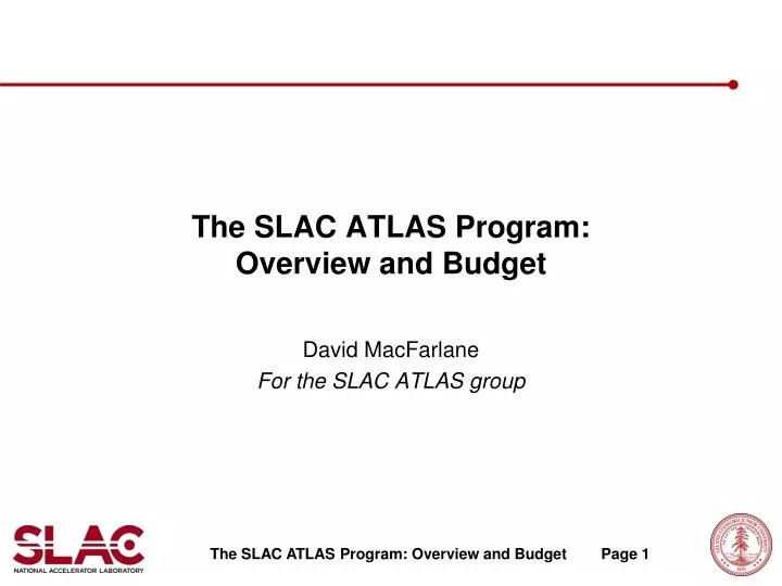 the slac atlas program overview and budget