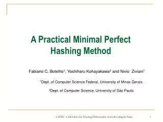 A Practical Minimal Perfect Hashing Method