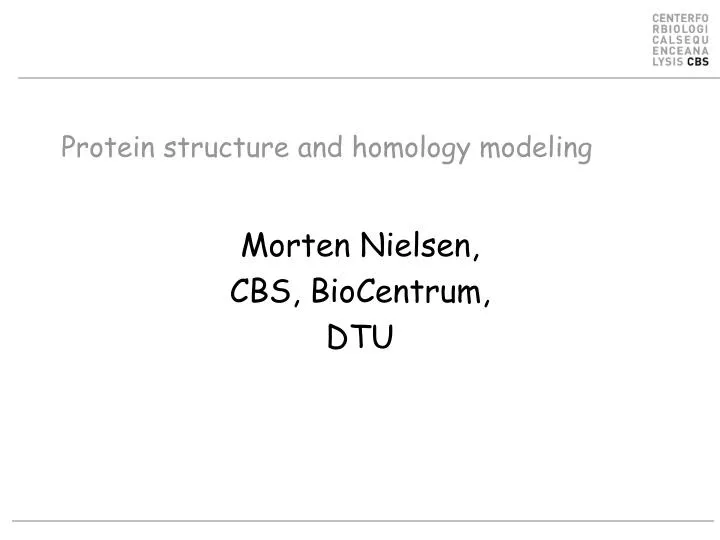 protein structure and homology modeling