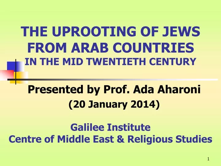 the uprooting of jews from arab countries in the mid twentieth century