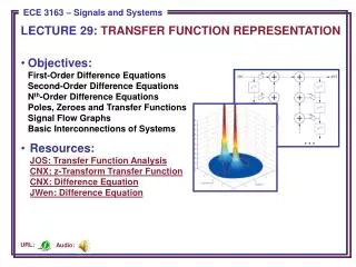 LECTURE 29: TRANSFER FUNCTION REPRESENTATION