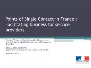 Points of Single Contact in France : Facilitating business for service providers