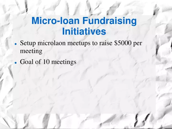 micro loan fundraising initiatives