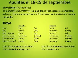 Apuntes el 18-19 de septiembre