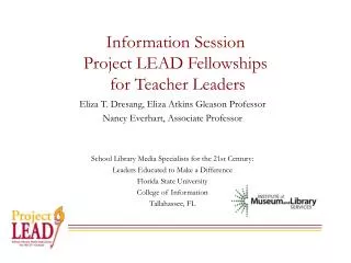 Information Session Project LEAD Fellowships for Teacher Leaders