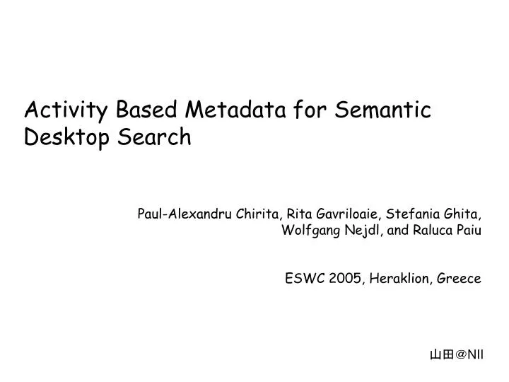 activity based metadata for semantic desktop search