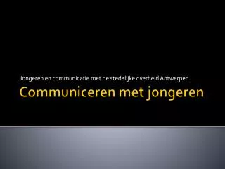 jongeren en communicatie met de stedelijke overheid antwerpen