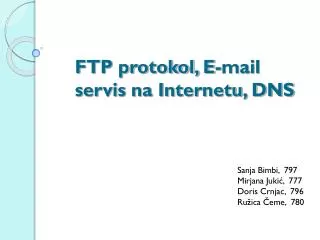 ftp protokol e mail servis na internetu dns
