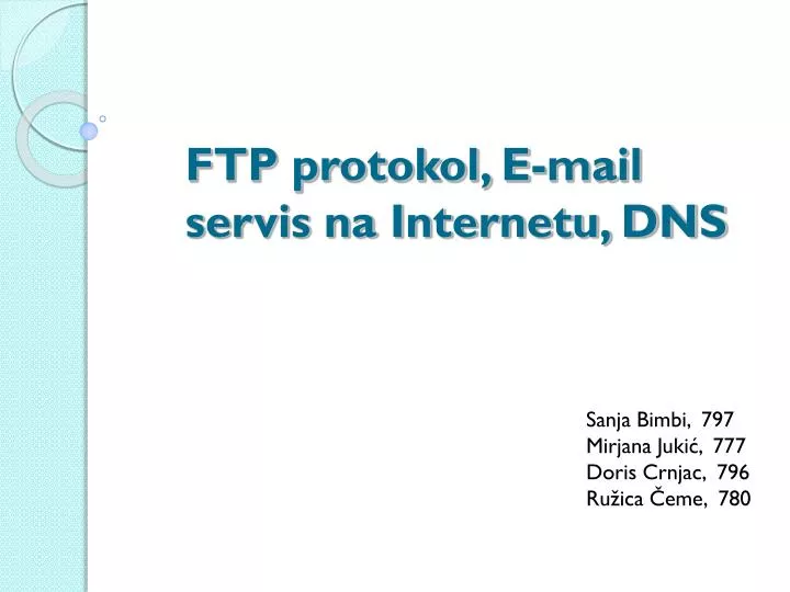 ftp protokol e mail servis na internetu dns